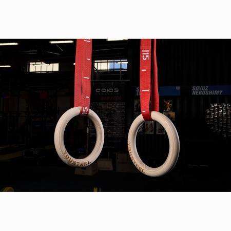 Купить Кольца гимнастические 32 мм красные стропы в Чегеме 