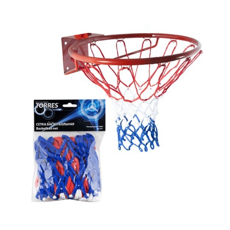 Купить Сетка баскетбольная Torres, нить 4 мм, бело-сине-красная в Чегеме 