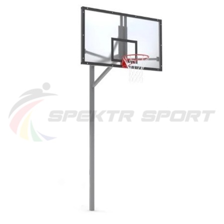 Купить Стойка баскетбольная уличная упрощенная со щитом из оргстекла, кольцом и сеткой SP D 412 в Чегеме 