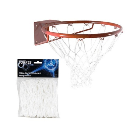 Купить Сетка баскетбольная Torres, нить 4 мм, белая в Чегеме 