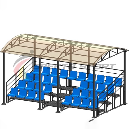 Купить Трибуна для зрителей 4 ряда на 34 места с навесом и перилами в Чегеме 