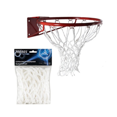 Купить Сетка баскетбольная Torres, нить 6 мм, белая в Чегеме 